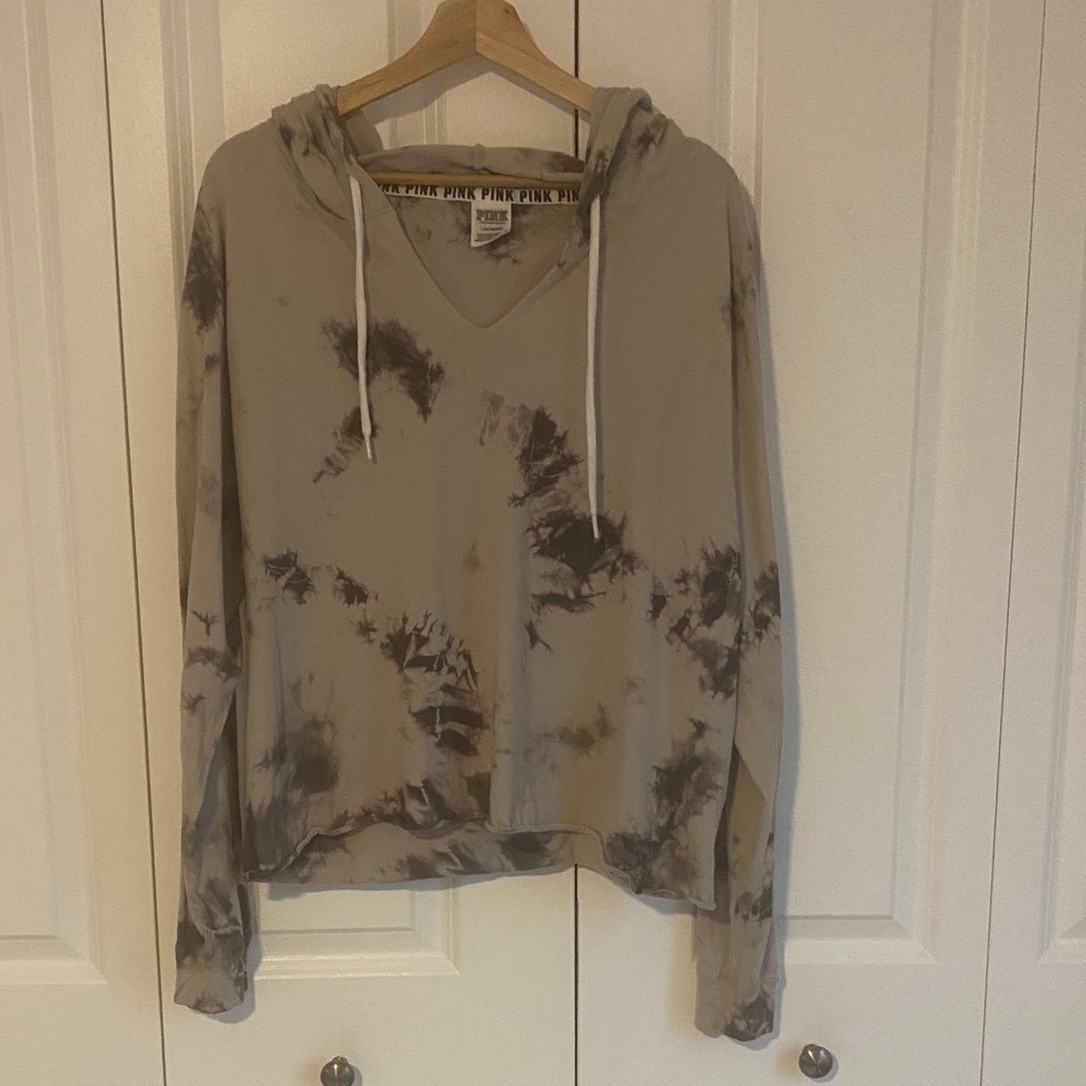 PINK Victoria's Secret Gray Tie-Dye Hoodie